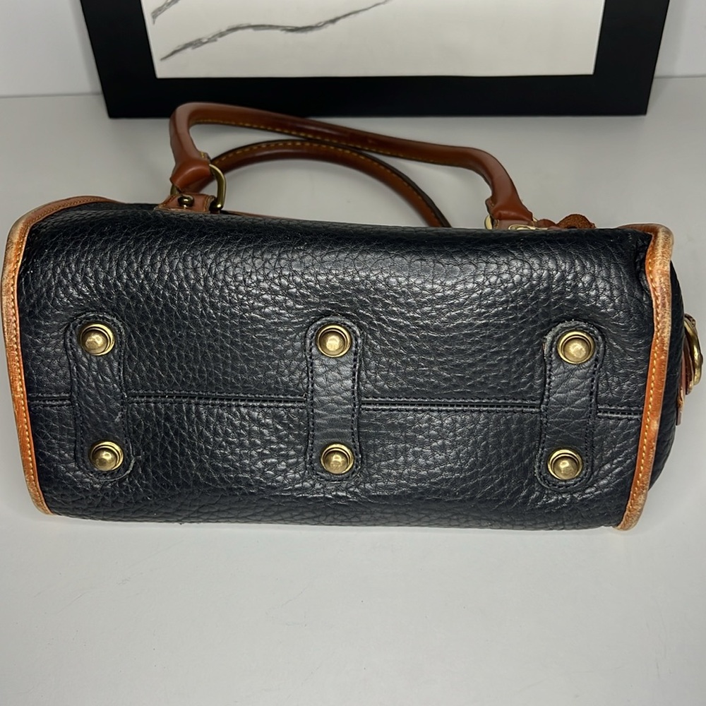 Vintage Dooney & Bourke Leather Satchel Handbag.Brown/ Blue Pebble Leather - Picture 6 of 16